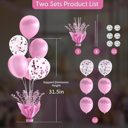 Pink Balloon Table Centerpiece Kit, 2 Sets Pink Balloon Stands - Image 5