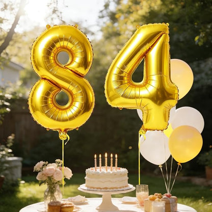 40 Inch Number 84 Balloons for 84th Birthday Party Decorations, 0-100 Gold - Image 3