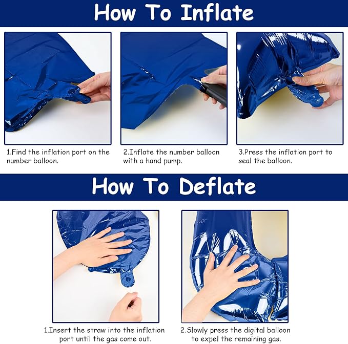 Navy Blue 5 Balloons, Self Inflating Digit 5 Balloons - Image 3