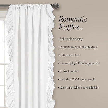 Lush Decor Reyna Ruffle Window Curtain Panel Set, Living room, or Dining Room - Image 6