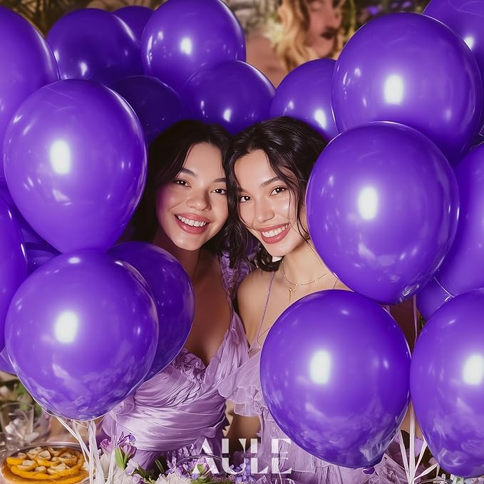 AULE 50Pcs Latex 12 Inch Dark Purple Balloons | Helium Party Happy Birthday - Image 4