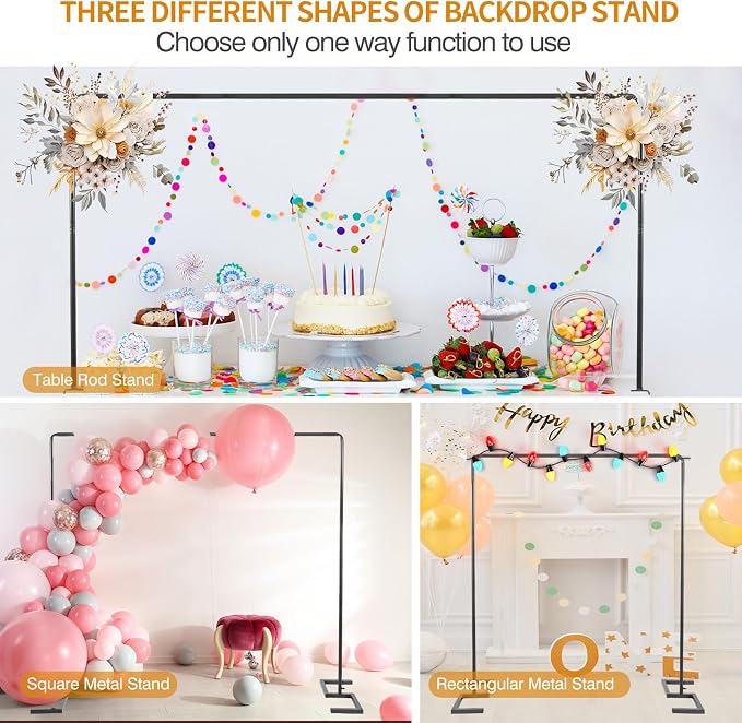 8.2FT Square Wedding Arch, Metal Backdrop Stand Heavy Duty Adjustable | Extra 2 - Image 6