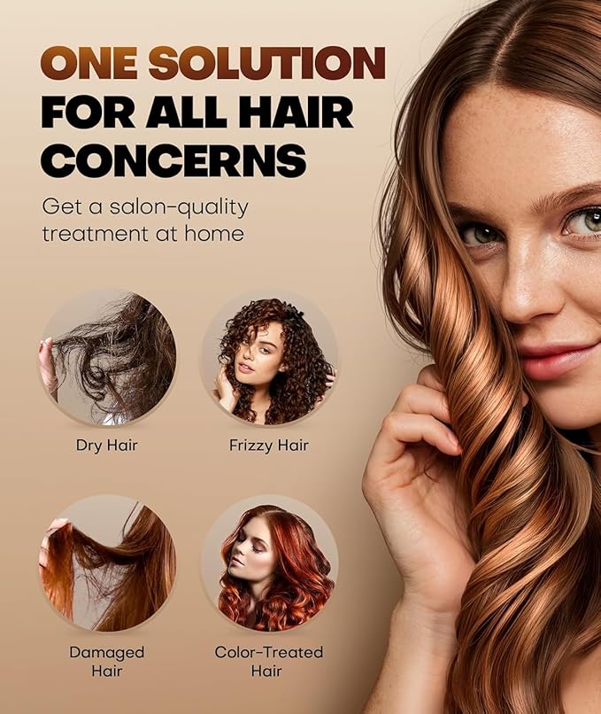 Collagen Hair Mask for Deep Conditioning, Keratin Hair Treatment with 4 Hydrolyzed Proteins, Moroccan & Avocado Oils Conditioner for Nourish, Calendula Gentian Extracts Care Dry & Damaged Hair 16.9 OZ