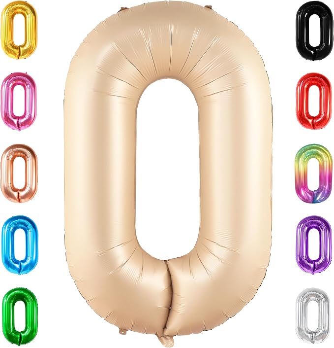KatchOn Gaint Caramel 0 Balloon Number 40 Inch | Retro Apricot Number Balloons by KatchOn