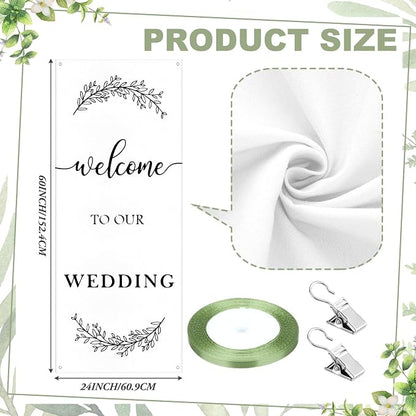 Yousoontic Welcome to Our Wedding Linen Rustic Wedding Welcome Banner Plain - Image 2