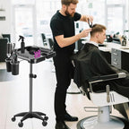 Salon Rolling Tray, Height Adjustable Tattoo Tray Rolling Cart, Storage Utility Trolley for Spa, Beauty Salon Service, Hairdresser Cart with Wheels, Black (Upgrade Black-Tray)