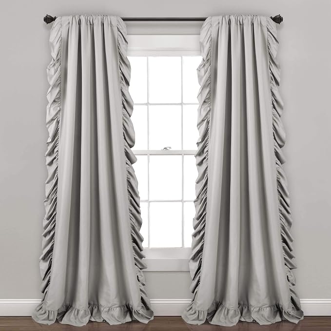 Lush Decor Reyna Ruffle Window Curtain Panel Set, Light Gray by LushDecor