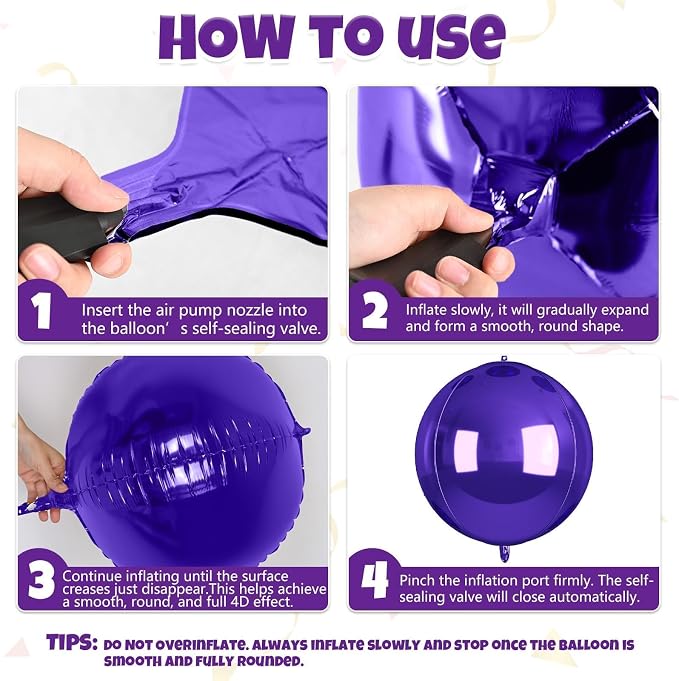 12Pcs Purple Round Balloons Foil, Large Metallic Purple Balloons - Image 8