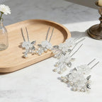 15Pcs Silver Pearl Hair Pins for Wedding Bridal White Flower Hair Pins Decorative, Silver Hairs Accessories Flower Pearl Hairs Clips Gifts for Women, Bridesmaid, Bridal, SilverB
