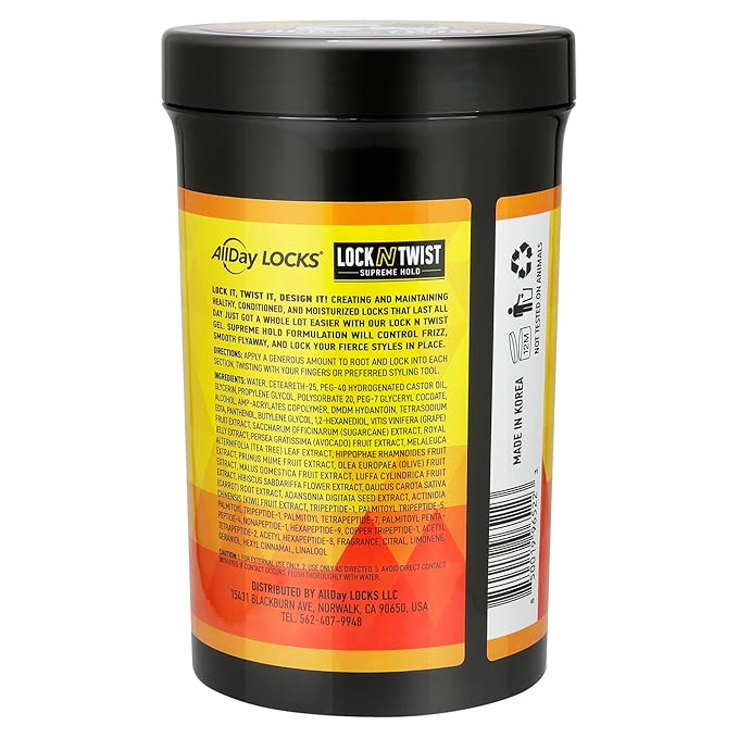 AllDay Locks Lock N Twist (Jar) | Supreme Hold, No Frizz or Flaking | Hydrating, Nourishing Locking Gel | Grape & Avocado-Infused | Lock & Twist Braids, Locks, Twists, Cornrows | 32 oz