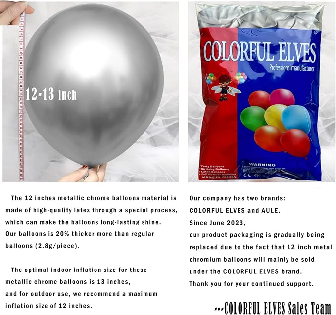 12 Inch 100 Pcs Latex Metallic Chrome Balloons Helium Shiny Thicken Balloons - Image 2