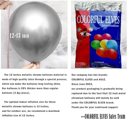 12 Inch 100 Pcs Latex Metallic Chrome Balloons Helium Shiny Thicken Balloons - Image 2