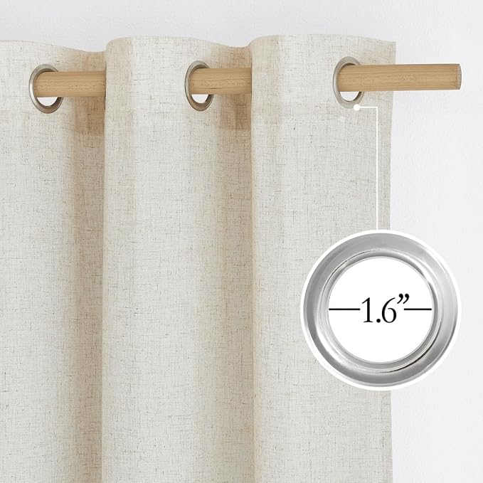 NICETOWN Linen Curtains for Windows 90 inch Long, Grommet Semi Sheer Vertical - Image 2