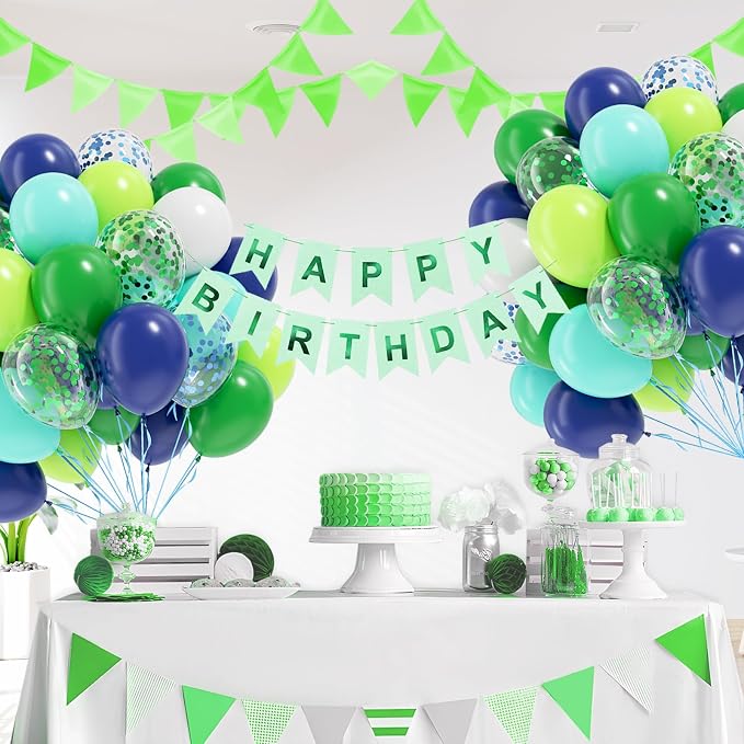 60pcs 12inch Blue and Green Balloons - Image 7