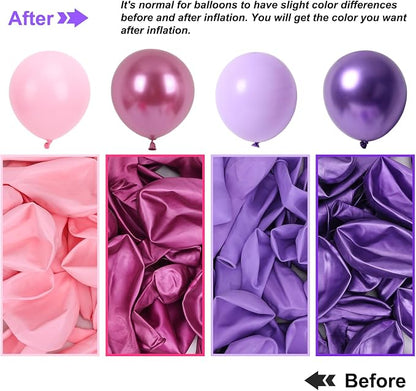RUBFAC Pink Purple Balloon Garland Arch Kit Different Sizes 129pcs | Latex - Image 3