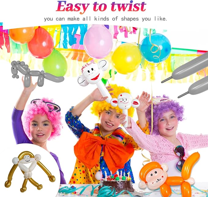 Grey Long Balloons Premium 260 Twisting Animals Magic Balloons - Image 6