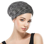 Silky Satin Lined Bonnet Sleep Cap - Adjustable Stay on All Night Hair Wrap Cover Slouchy Beanie for Curly Hair Protection for Women and Men - Heather Black