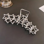 Metal Hair Claw Clips, 1Pcs Stylish Star Pattern Claw Clip for Thin & Thick Hair - Easy Back Styling Accessory (Silver Star)