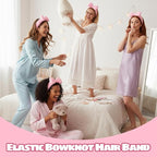 25 Pcs Pink Spa Headband Bulk, Elastic Makeup Headbands for Women, Soft Coral Fleece Hair Band for Washing Face, Cute Bow Hair Bands for Face Washing Shower Skin Care Yoga