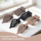 6 Pack Flat Hair Clips for Women Girls, French Flat Claw Clips for Think Hair Thin Hair with Strong Hold, Non-Slip, Matte Classic Barrettes for All Hair Styling