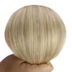 YoungSee Wire Hair Extensions Real Human Hair Highlight Human Hair Wire Extensions Light Blonde Highlights Golden Blonde One Piece Hair Extension Easy to Wear 80G 16Inch