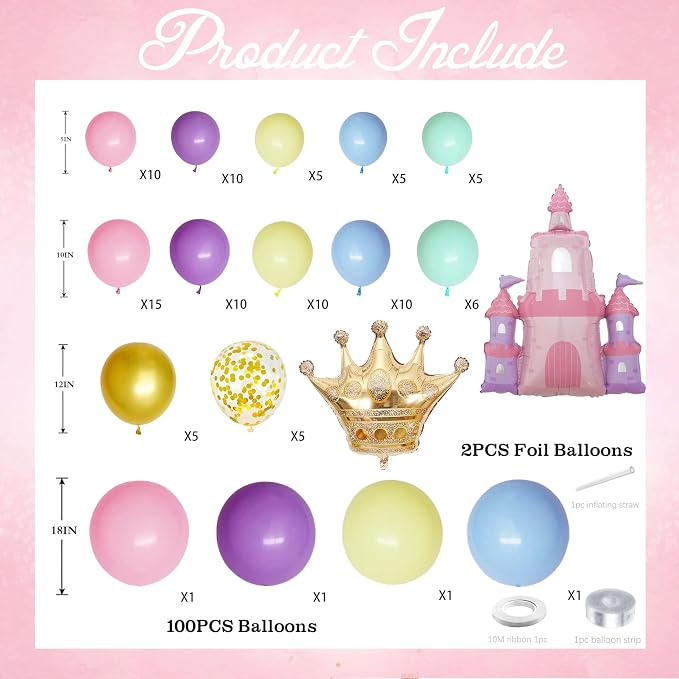 102pcs Princess Balloon Garland Arch Kit - Image 2