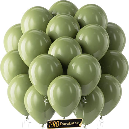 Pro Duralatex Sage Green Extra-Thick Balloons 120 Pack 10 inch | Olive Green by Bezente