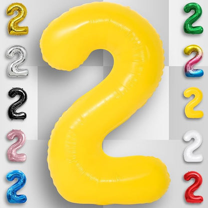 Yellow Number Balloon 2 Mylar Foil Macaron Balloons 40 inch - Image 4
