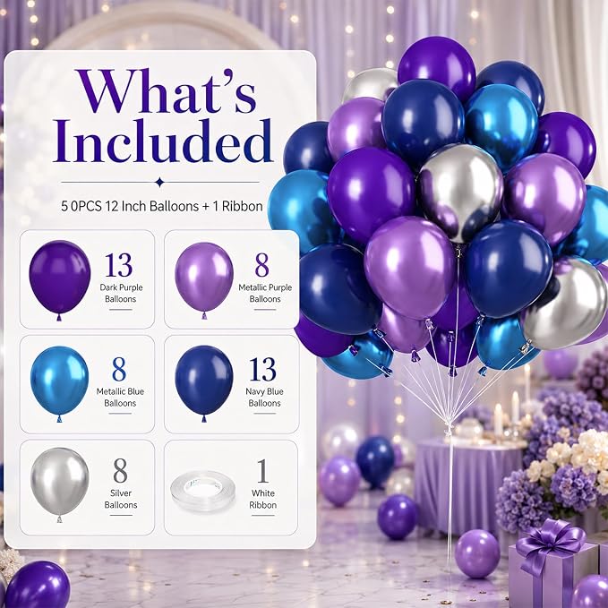 Purple and Blue Balloon Set - Image 2