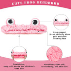 Jowmoy Rose Red Frog Eye Elastic Headband - Versatile for Spa, Skincare, Makeup, Face Wash, Fun Gift for Women (1 Pack)