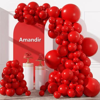 Amandir 153pcs Red Balloons Arch Garland Kit Different Sizes | 18 12 10 5 Inch by Amandir