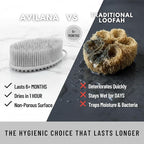 Silicone Body Scrubber for Shower - Gentle Exfoliating Back Scrubber with Soft Bristles - Avilana Premium Dual Sided Bath Brush Massage - Loofah Alternative for Sensitive Skin - Gift Women Men