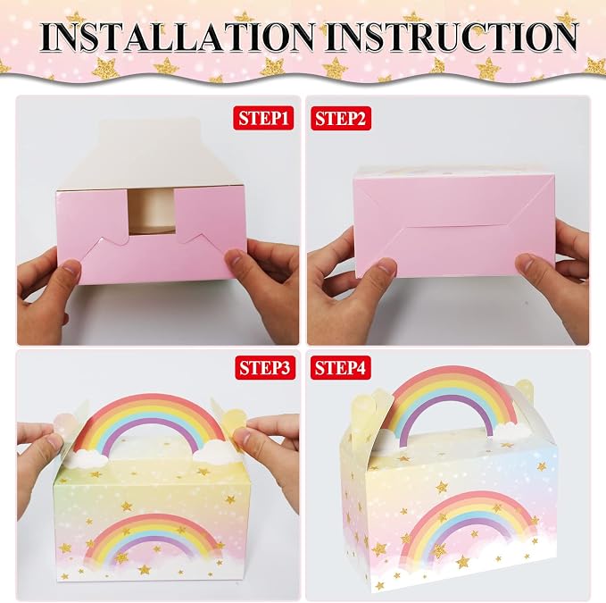 Tevxj 24 Pack Rainbow Party Favor Boxes Cloud Birthday Treat Bags Pastel - Image 4