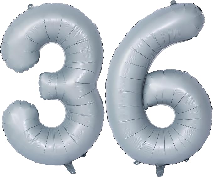40 In Matte gray Number Balloon Helium Foil Mylar Birthday Balloon Digit 36 | by Exquisitehighqualitypartydecorationstomeetyoureveryneed%EF%BC%81