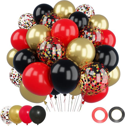 Patimate Red Black Gold Balloons Set 50Pcs 12 Inch Latex Party Balloons | Red by PatimateDirect