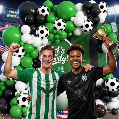 181Pcs Soccer Balloon Garland Arch Kit -Green White Black Soccer Party - Image 4