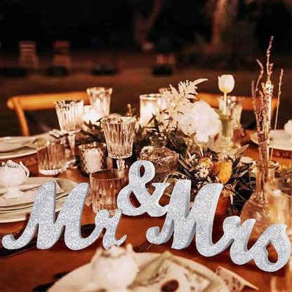 VIOPVERY Wooden Mr & Mrs Wedding Sign - Image 4