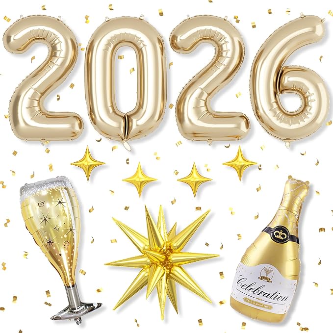 Light Gold 2026 Balloons, 40 Inch Number Champagne Gold Foil Balloons by Dagelar