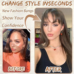Amchoice Hair Toppers for Women Real Human Hair, Bangs Hair Clip 360° 3D Cover Bangs, Human Hair Toppers for Women Daily(Medium Brown, 3D Side Bangss (5 * 9))