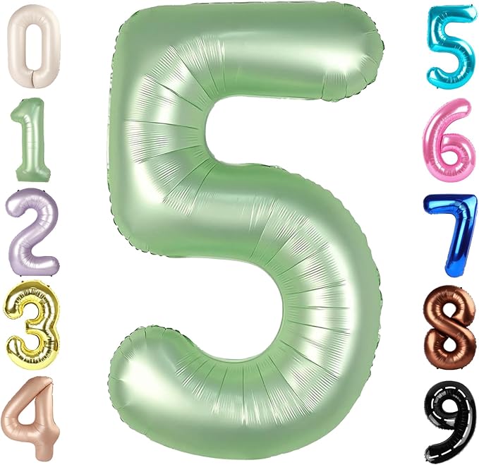5 Balloon Number 40 Inch Olive Green Balloons by Mluchee