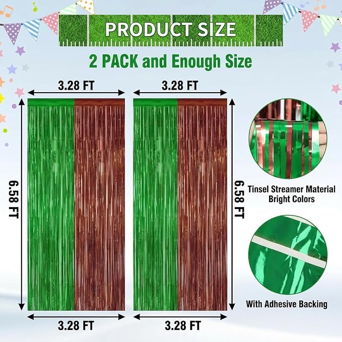 2 Pack Football Party Decorations, 3.28 FT x 6.58FT Tinsel Backdrop, Football - Image 4