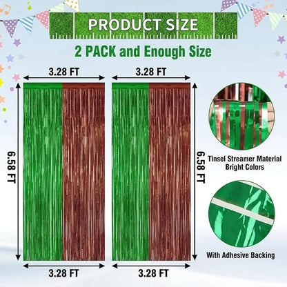 2 Pack Football Party Decorations, 3.28 FT x 6.58FT Tinsel Backdrop, Football - Image 4