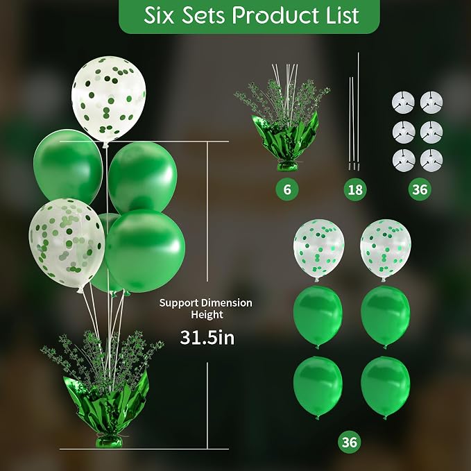 Green Balloon Table Centerpiece Kit, 6 Sets Green Balloon Stands - Image 4