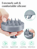 HEETA Scalp Massager Hair Growth, Soft Silicone Scalp Scrubber Shampoo Brush for Exfoliation, Dandruff Removal Head Massage Stress Relax, Wet & Dry Use for Thick Thin Curly Hair Care, Sky Gray