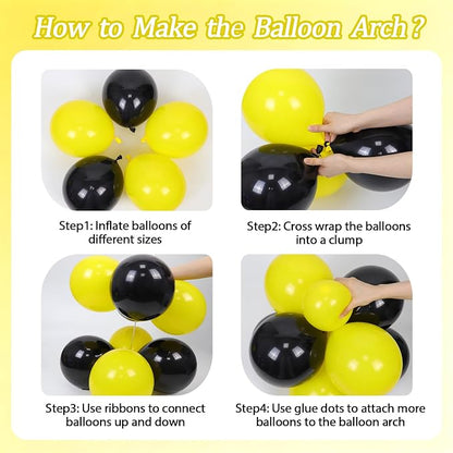 131pcs Black and Yellow Balloon Arch Kit - Image 3