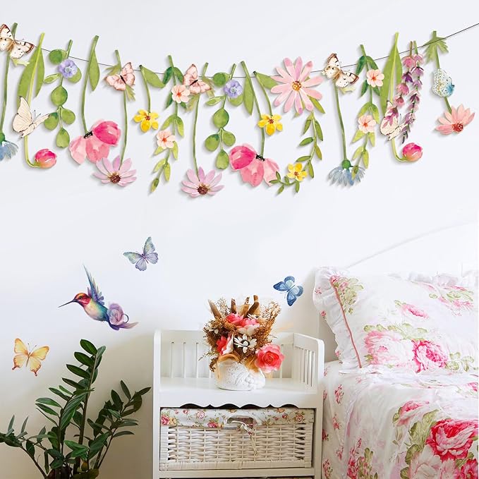 Wildflower Party Decorations Butterfly Flower Banner Butterfly Garland 9ft | - Image 4