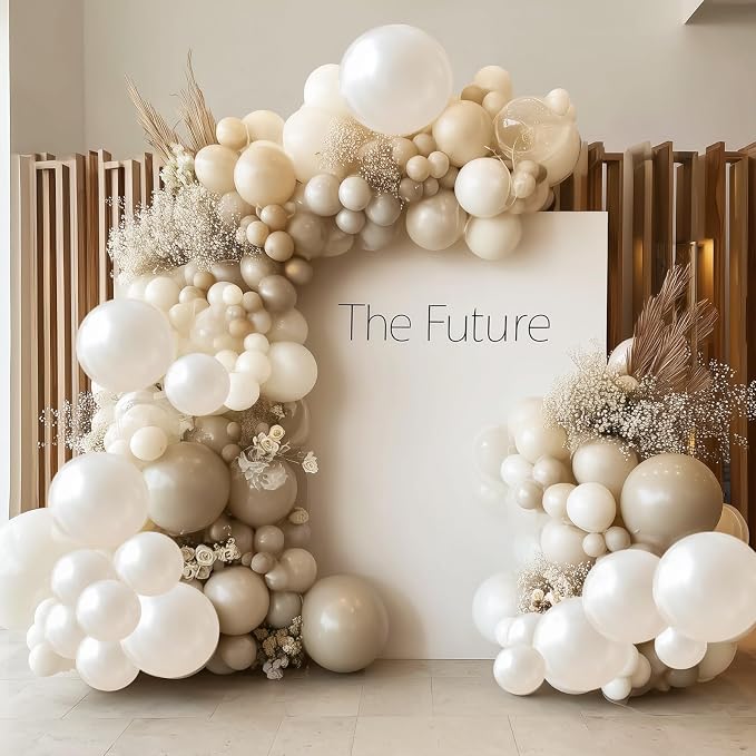 RUBFAC White Balloons Different Sizes Pearl White Balloon Arch Kit 129pcs | - Image 6