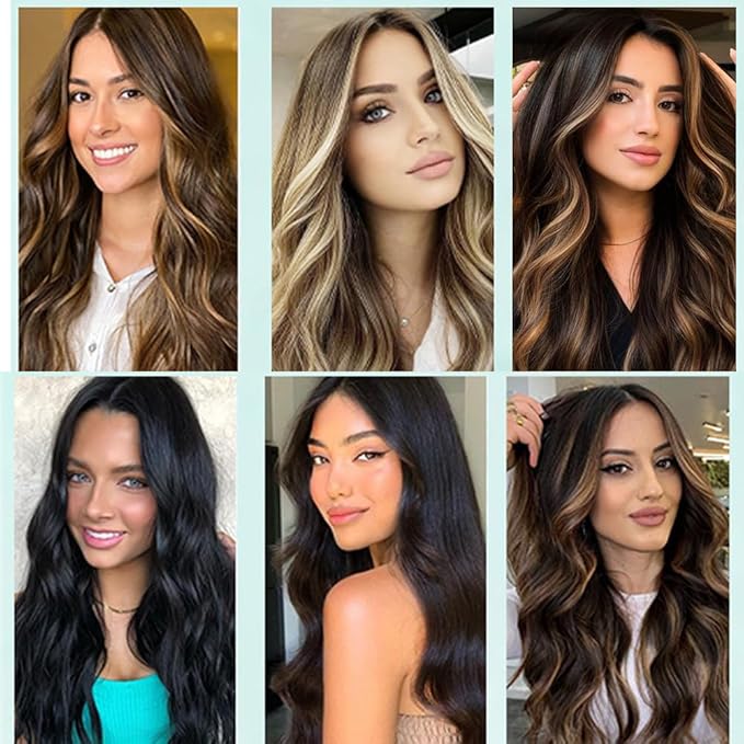 Balayage Clip in Hair Extensions Real Human Hair Straight Remy Human Hair Clip ins for Women, Natural Soft Human Hair, 8Pcs 120g, 28inch #1B/6/1B Balayage Natural Black to Chestnut Brown