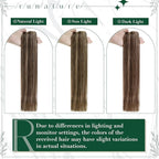 RUNATURE Human Hair Clip in Extensions, Well-Blended Remy Hair Extensions Clip Ins for Women, Add Hair Volume, 14 Inch 50g 3pcs #3P12 Walnut Brown Highlight