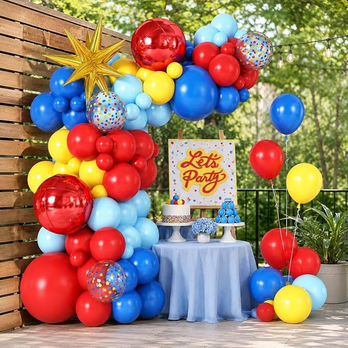 Red Blue Yellow Balloon Arch Garland Kit - Image 4